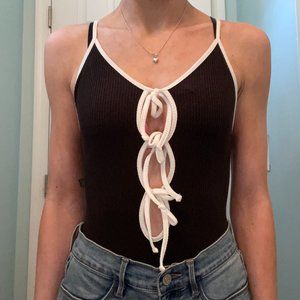 Urban Outfitters/Out From Under Tied Up Plunging Body Suit | 3-Tie Front